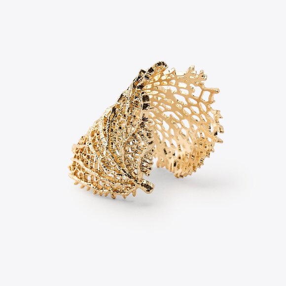 NWT ZARA GOLD CORAL RIGIT METAL RESORT CUFF BRACELET - Picture 3 of 4